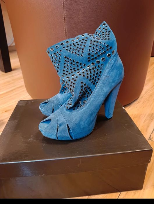 Półbuty na obcasie Prima Moda peeptoe na lato wiosnę