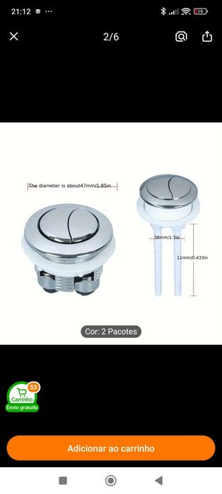 Botão de descarga vaso sanitário