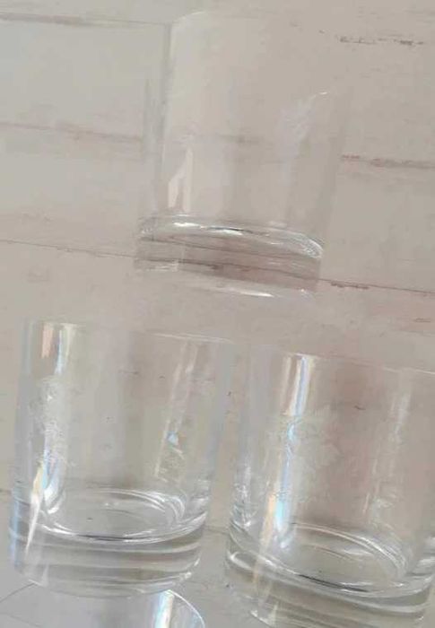 Conjunto 4 Copos Whisky em Vidro Trabalhado Base Grossa