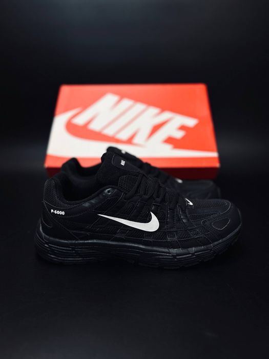Кожаные кроссовики найк/ Nike 6000 black/качественные мужские кросовки