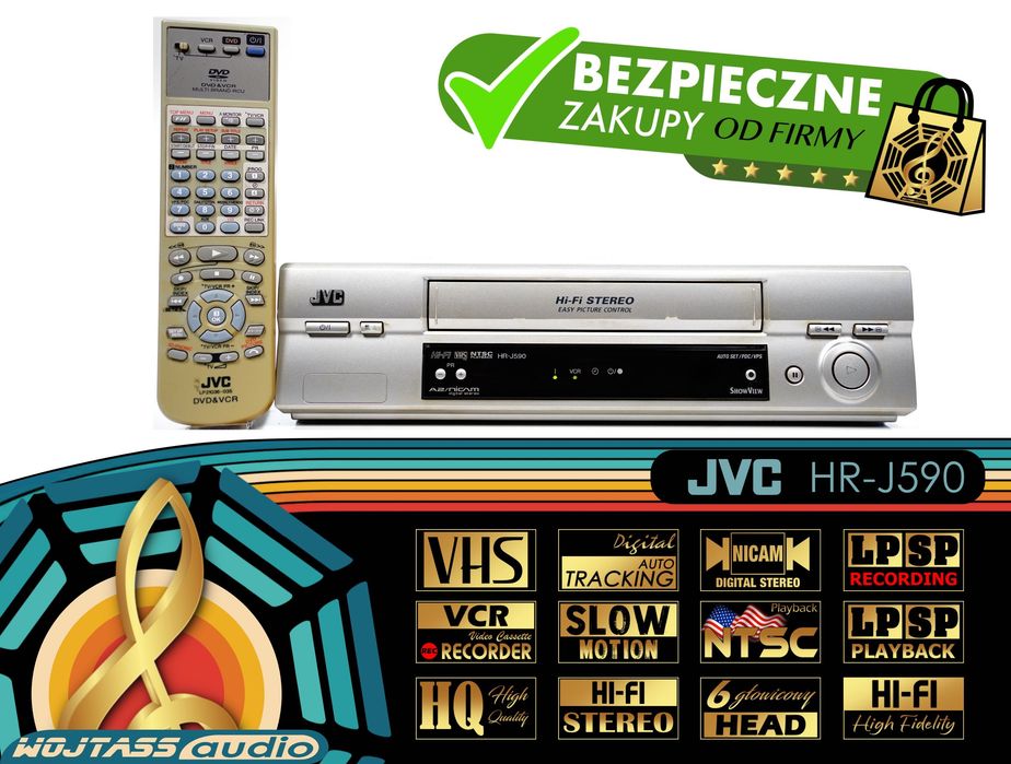 Magnetowid VCR JVC HR-J590 Hi-Fi Stereo 6-głowicowy LP/SP