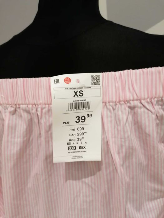 Bluzka hiszpanka, off shoulder, różowa, wiązania, paseczki