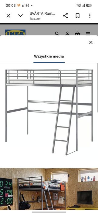 Ikea lozko na antresoli.srebrne svarta