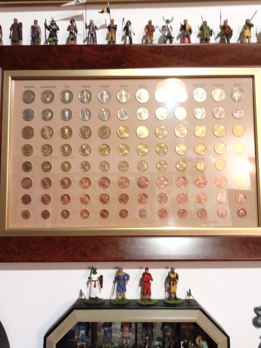 Coleção de moedas do euro em quadro