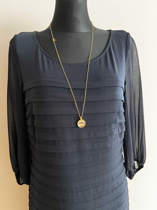 Vera Mont bardzo elegancka sukienka wizytowa granat r.40