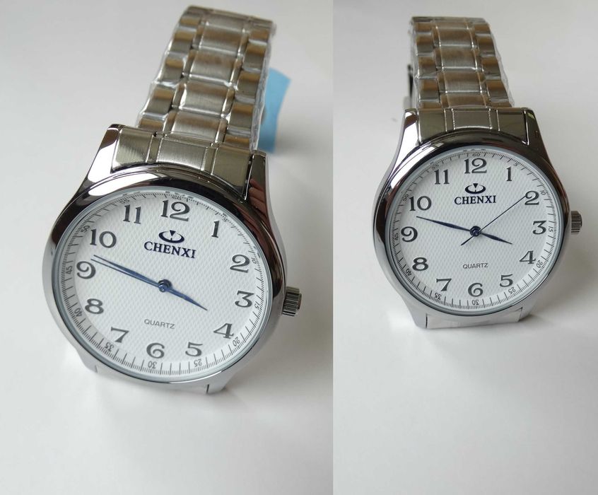 Klasyczny zegarek męski unisex 38mm z białą tarczą bransoleta stalowa