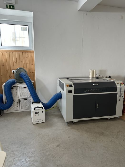 Máquina Laser CO2 100w 90x60cm Corte e Gravação Laser + Extras