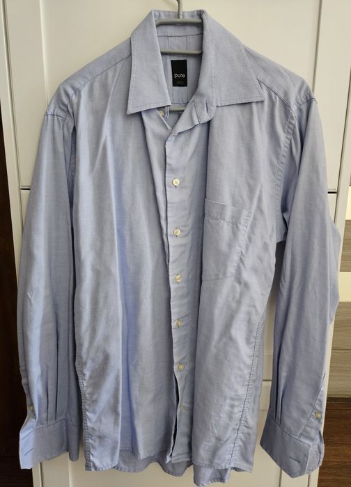 Elegancka koszula męska z długim rękawem; M; Pure; niebieska
Rozmiar: