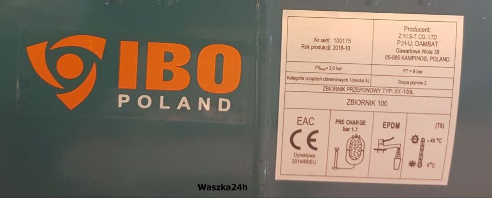 Zbiornik hydroforowy przeponowy poziomy 100L IBO Mocny Solidny!