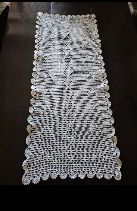 Bieżnik serweta vintage handmade 102 cm × 44 cm