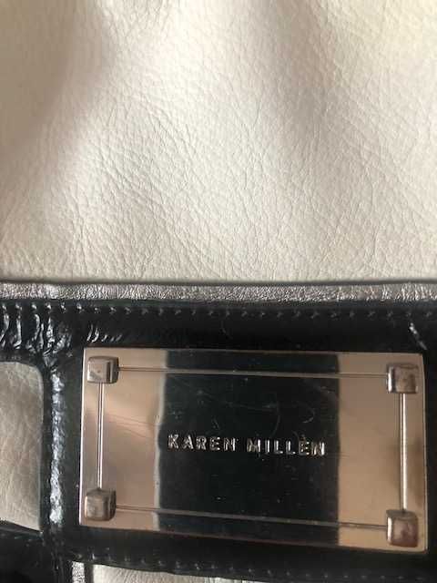 Elegante mala senhora branca e preta marca luxo Karen Millen