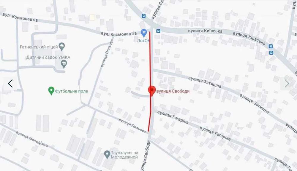 Гатне, фасадна ділянка 10 соток, вул. Свободи, світло, газ, асфальт