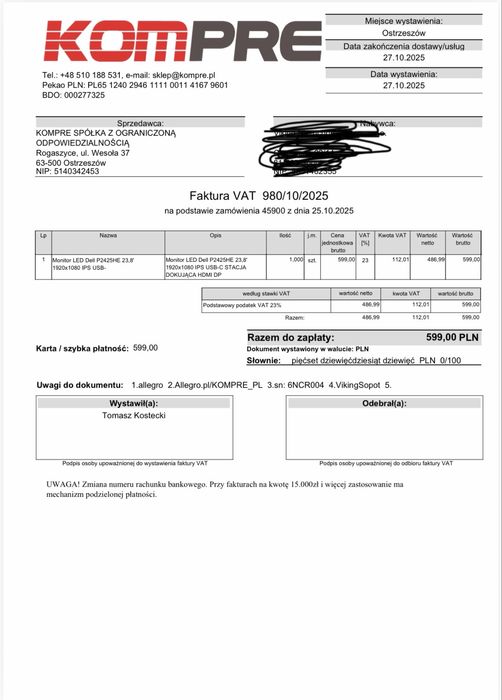 Monitor Dell P2425HE 24" USB-C Hub