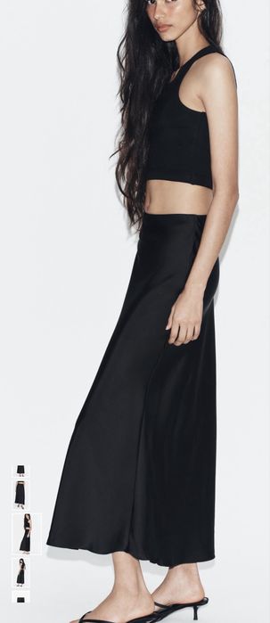 Сатинова атласна спідниця миді zara