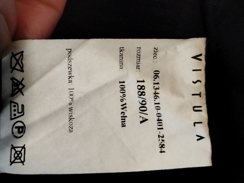 Nowe czarne spodnie na kant wełniane Vistula 188/90 XL