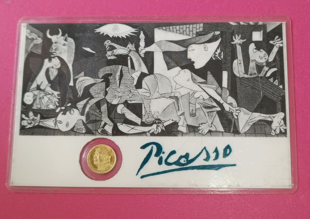 Antiga e rara Mini moeda comemorativa de Pablo Picasso