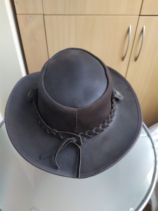 Ковбойская байкерская шляпа кожаная р. 56 - 58 коричневая ОЛХ доставка