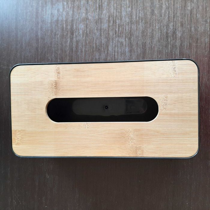 NOVO Dispensador Lenços com Tampa em Bambu - Preto