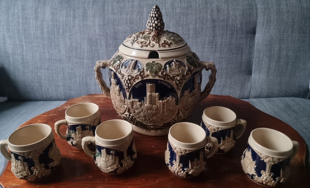 Stara Waza Fabrikmarke plus 6 kufli na poncz,  grzane wino 5 litrów