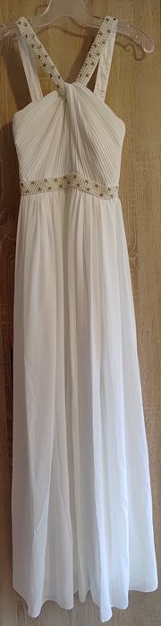 Romantyczna suknia ecru z perełkami