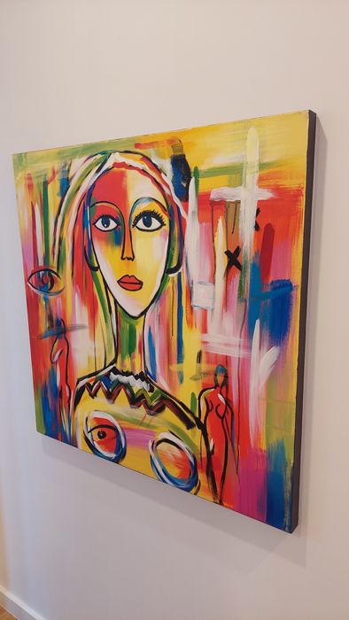 Tela  pintado à mão 80cm x 80cm