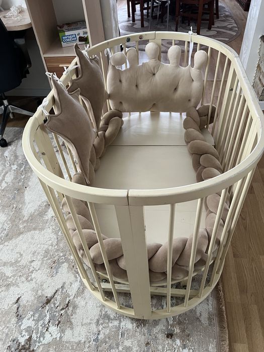 Дитяче ліжечко колиска трансформер 7в1 з маятником