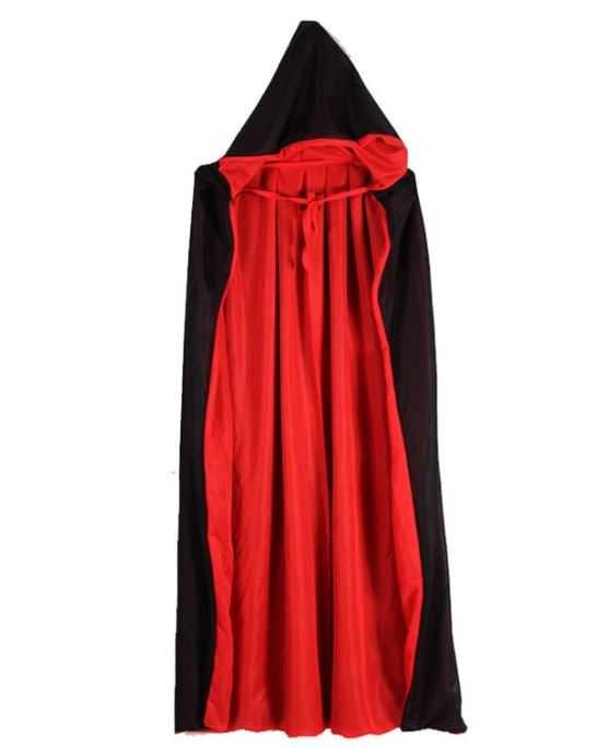 Dwustronna Peleryna Dla Dorosłych Halloween przebranie strój M czarna czerwona