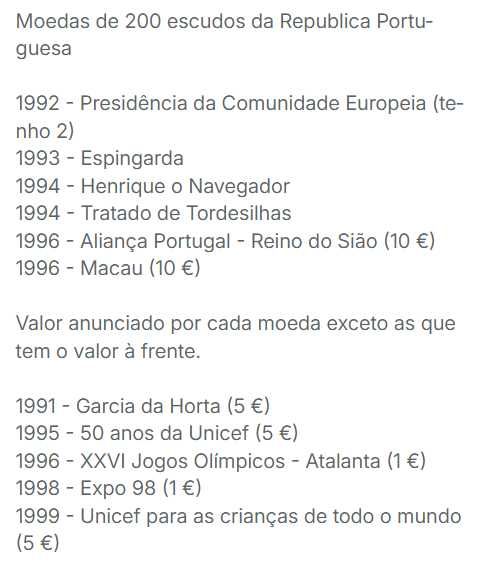 Moedas de 200 escudos da Republica Portuguesa