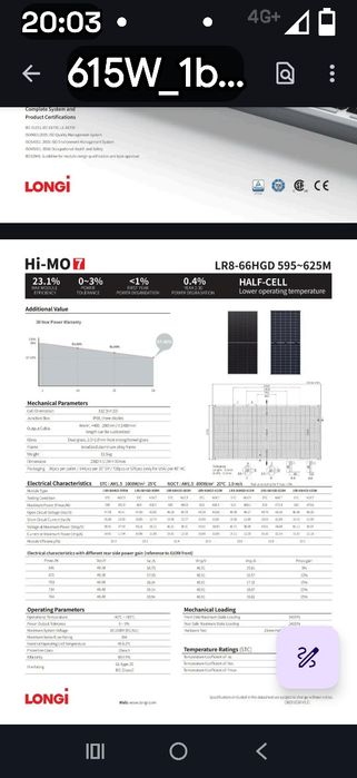 панелі сонячні longi solar hi- mo 7 поштучно
