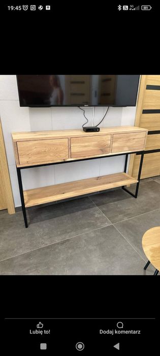 Konsolka drewniana toaletka debowa loft dab