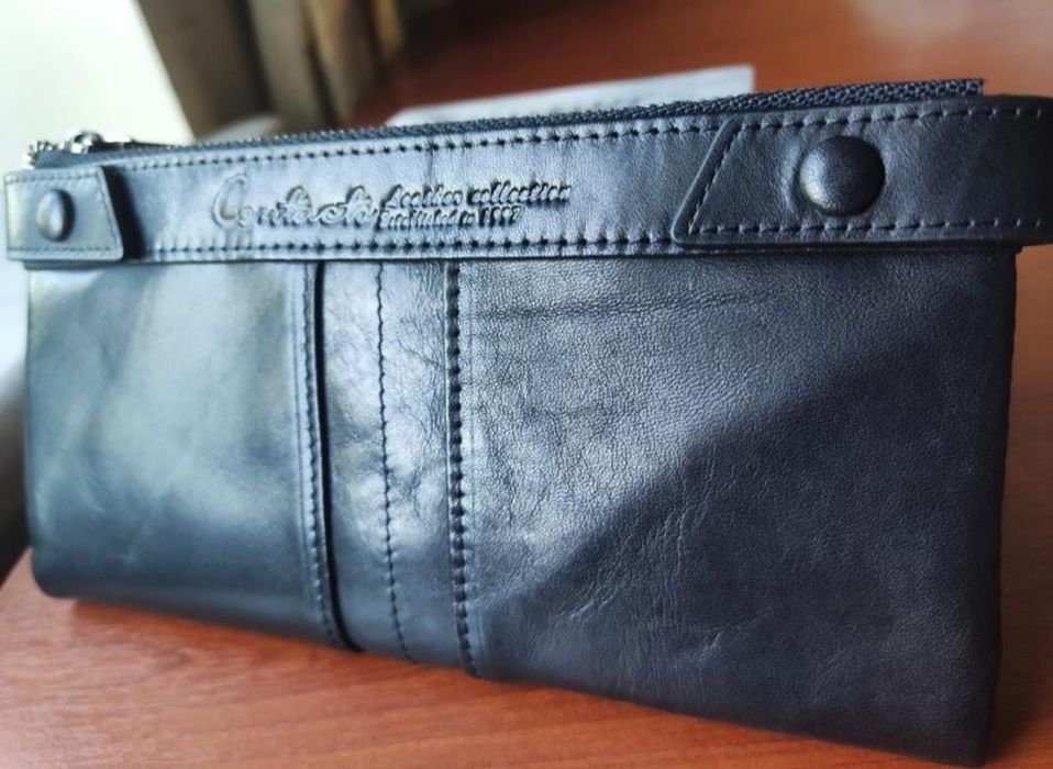 Кожаный женский Кошелек (гаманець) - Шоколад  и Черный