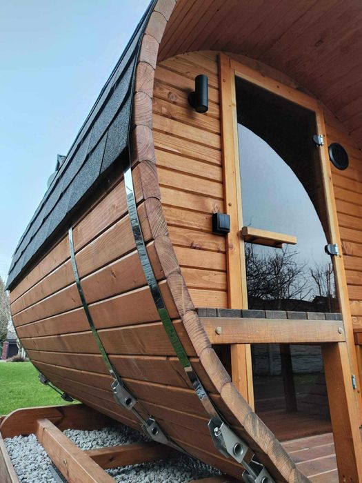 SAUNA OGRODOWA beczka 2,2x2,5 m **nowa niższa cena**
