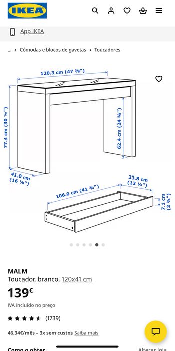 Toucador ikea+ espelho+banqueta