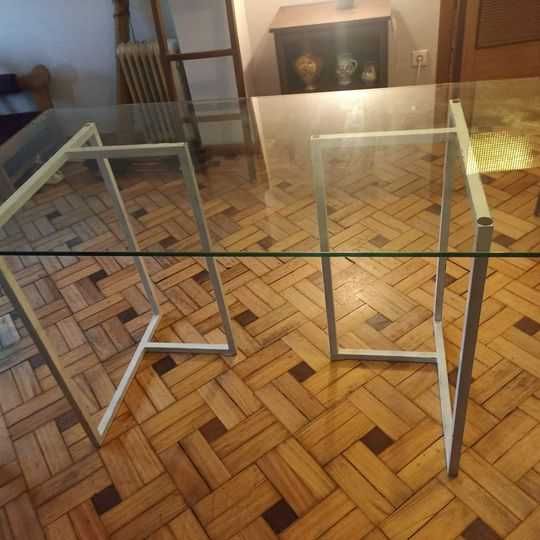 Mesa Escritório ou Refeição Vidro e Metal Loja Area Store