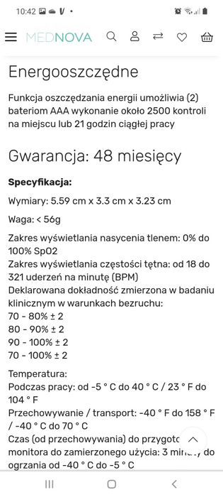 Pulsoksymetr. NONIN OKSYN II
