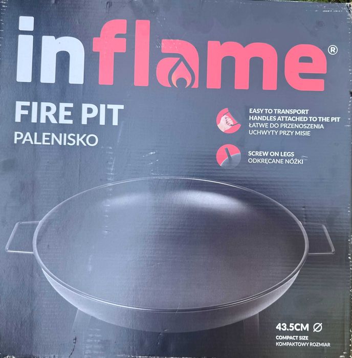 NOWE Palenisko ogrodowe Inflame 43,5 cm | Kompaktowe, stal węglowa