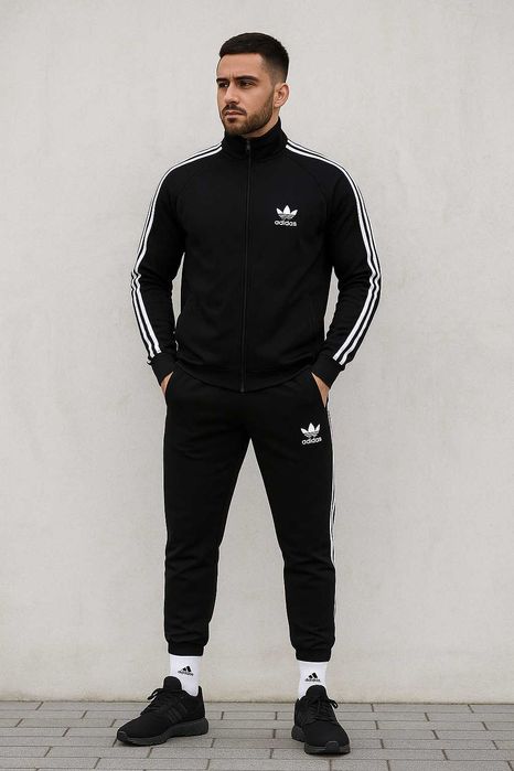 Чоловічий спортивний костюм Adidas чорний (+подарунок шкарпетки)