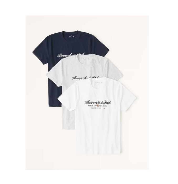 Набір з 3-х футболок Abercrombie & Fitch з логотипом. Оригінал