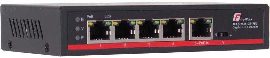 SWITCH POE GETFORT 4GE+1GE 90W (POE-IN) Promocja 33174