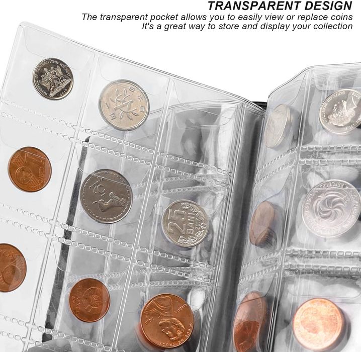 Album na monety 120 kieszonek skórzany etui na monety zielony