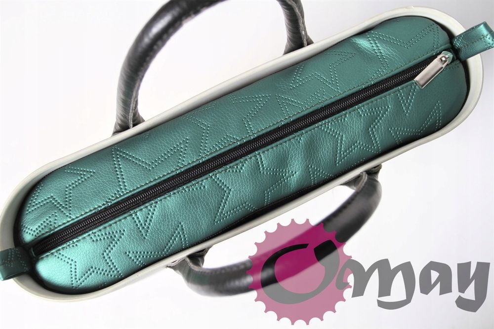 Czarny organizer OBAG MINI eko skóra pik zielony 2 kieszenie OMAY