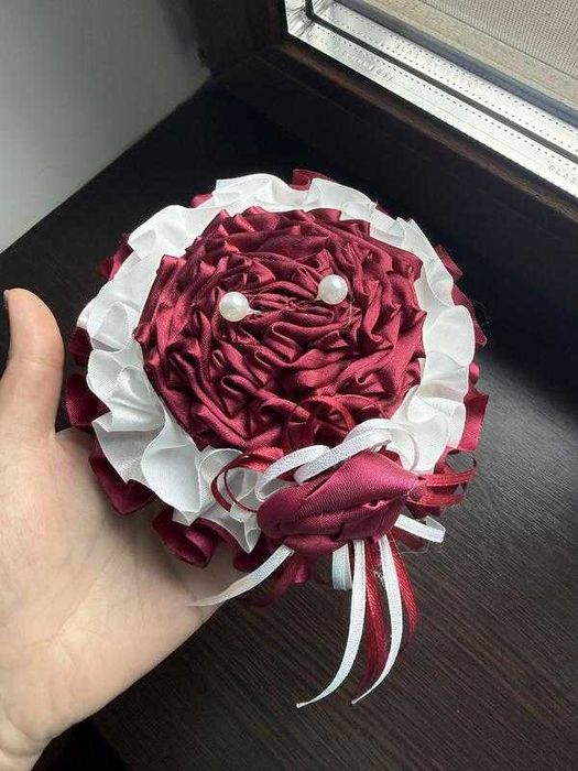 Фата весільна біла + подушка для обручок
