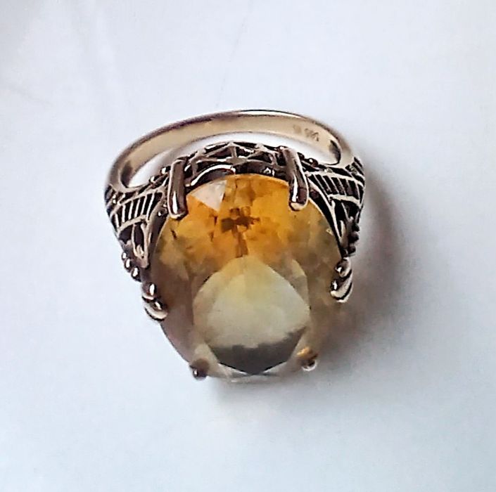 Sprzedam złoty piercionek z cytrynianem, YES, próba 585