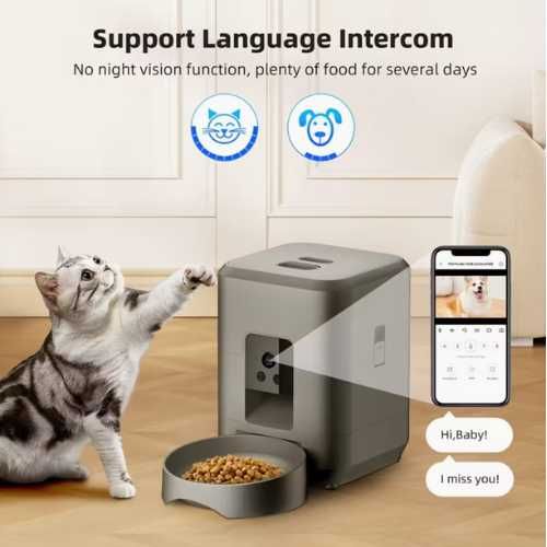 Alimentador Automático para Pets c/ Camara e Intercâmbio de Voz - NOVO