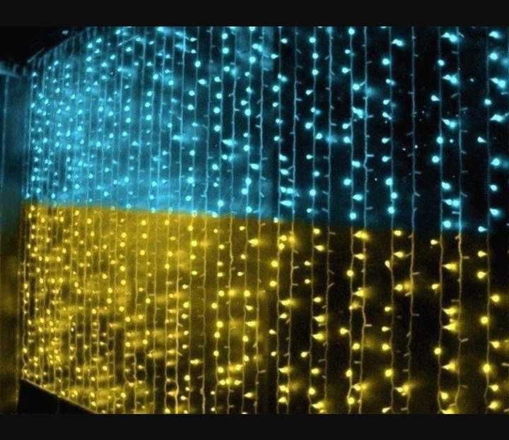 Гирлянда штора флаг Украины 3х2 метра USB с пультом, есть опт