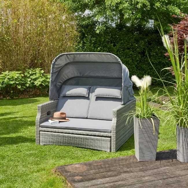Wyspa SOFA Ogrodowa  LEŻANKA 2os. rozkładana z poduszkami i markizą!