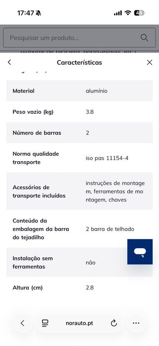 2 Barras Tejadilho da NORAUTO