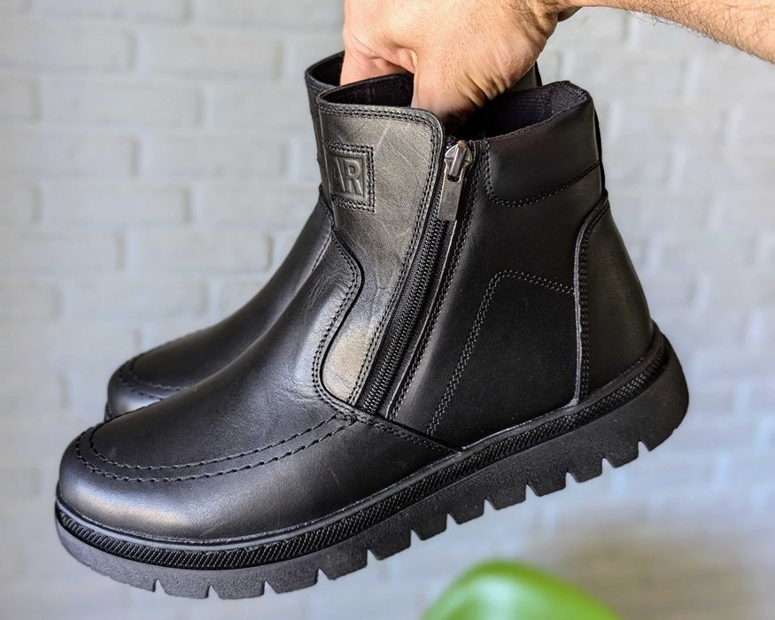 Зимові чоловічі черевики дві блискавки прошиті якісні ТЕПЛІ ВИСОКІ