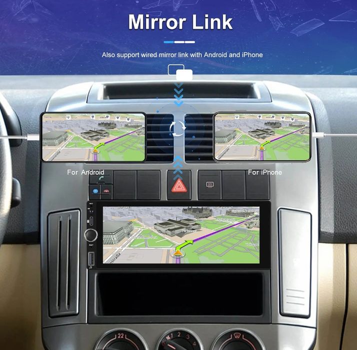 Rádio 1din 6,86 polegadas 2/64GB GPS RDS WIFI Carplay novo