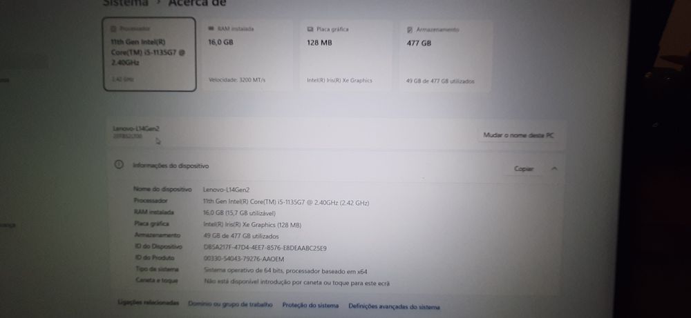 ‼Saldos‼ Portatil Lenovo L14 Gen2 11ªG| 14,1"-IPS | i5-1135G7 | 16G/32G DDr4 | NVMe512G |M| W11